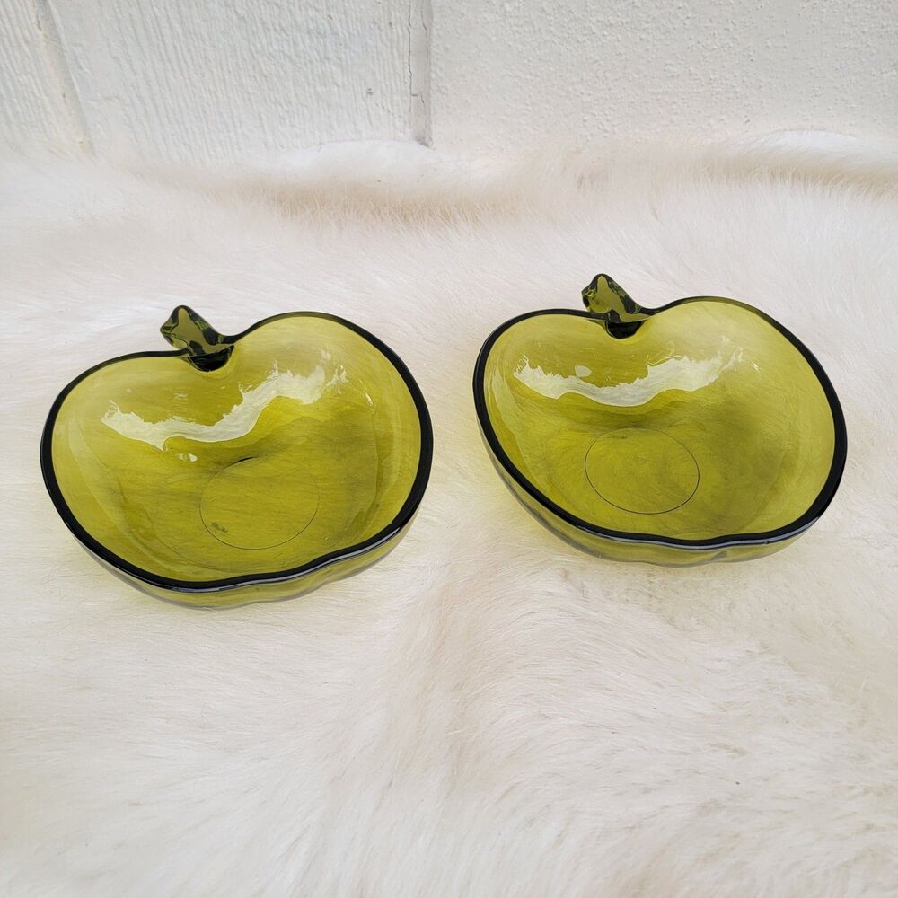 set of 4 Vintage Colony hazel atlas green apple shaped Bowl dish